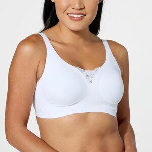 Rhonda Shear Invisible Edge Gel Bra Size Small Lace Inset & Internal Sling White